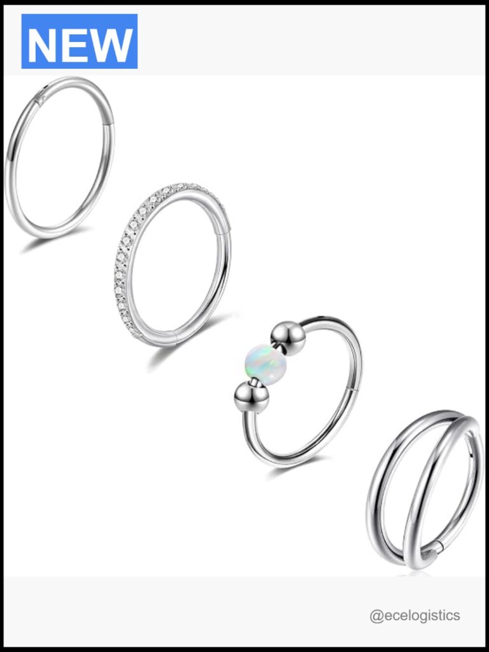 18g Nose Rings Hoop Set Surgical Steel Earrings Septum Clicker